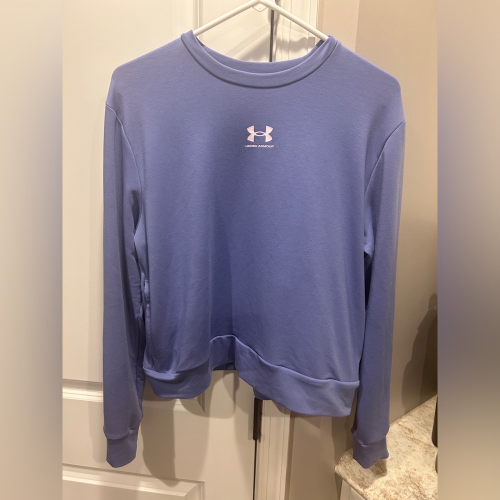 Under Armour Women's UA Rival Long Sleeve Terry Crew Shirt Purple Medium